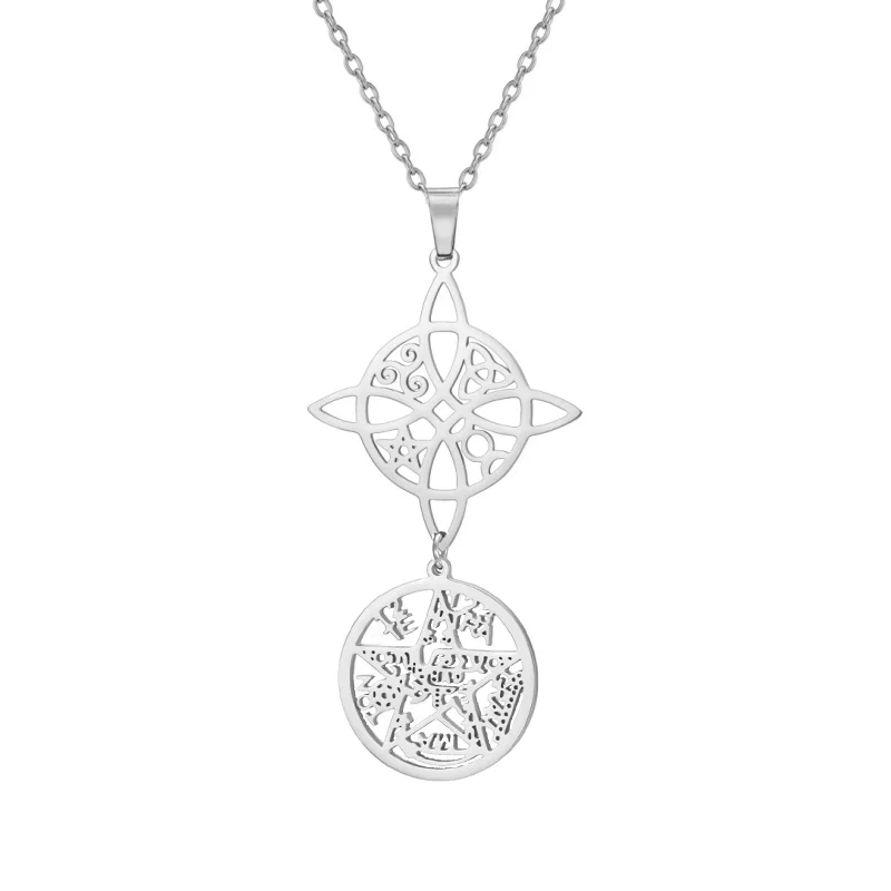 Kkjoy Hexenknoten-Halskette mit hohlem Anhänger, böhmisches geheimnisvolles Kulturerbe für Frauen, die Partys teilzunehmen, geheimnisvoller Schmuck, Geschenk – Detail 4
