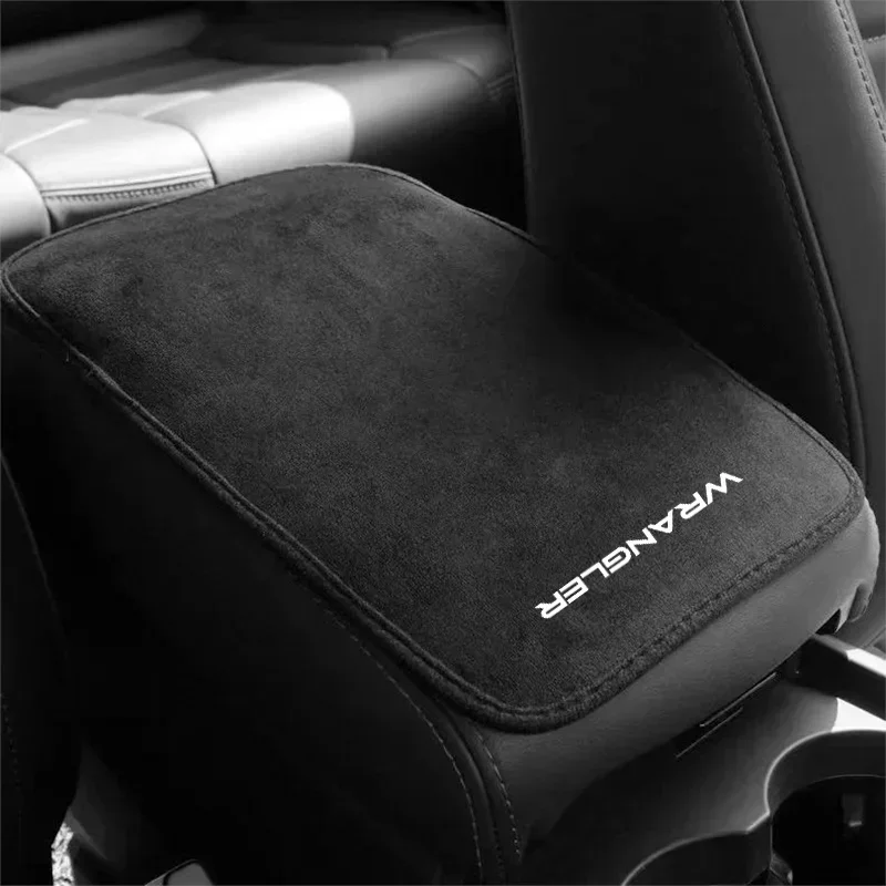 

Suede Leather Armrest Mat Arm Rest Auto Armrests Protection Cushion For Jeep Wrangler Logo Car Accessories