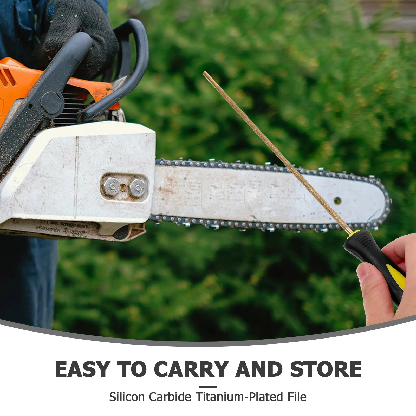 Chainsaw File Durable Emery Plastic Portable Round Sharpener Tool Ergonomic Grip Chainsaw Chain File Woodworking Tool