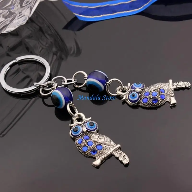 

U2JC Turkish Blue Eyes Amulet Wall for Protection Hanging Lucky Owl Pendant Wind Chimes Garden Home Decorations Ornament Gift