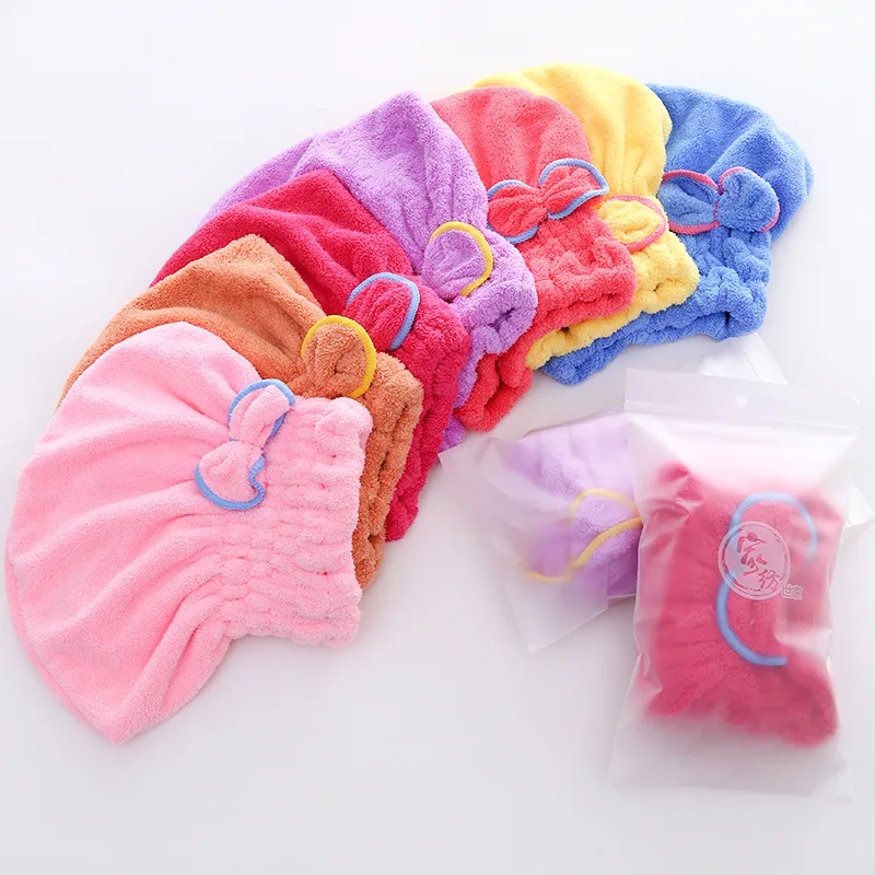 Quick Dry Microfibre Hair Towel Bowknot Wrap Cap Designer Shower Bonnets For Women Bath Accessories