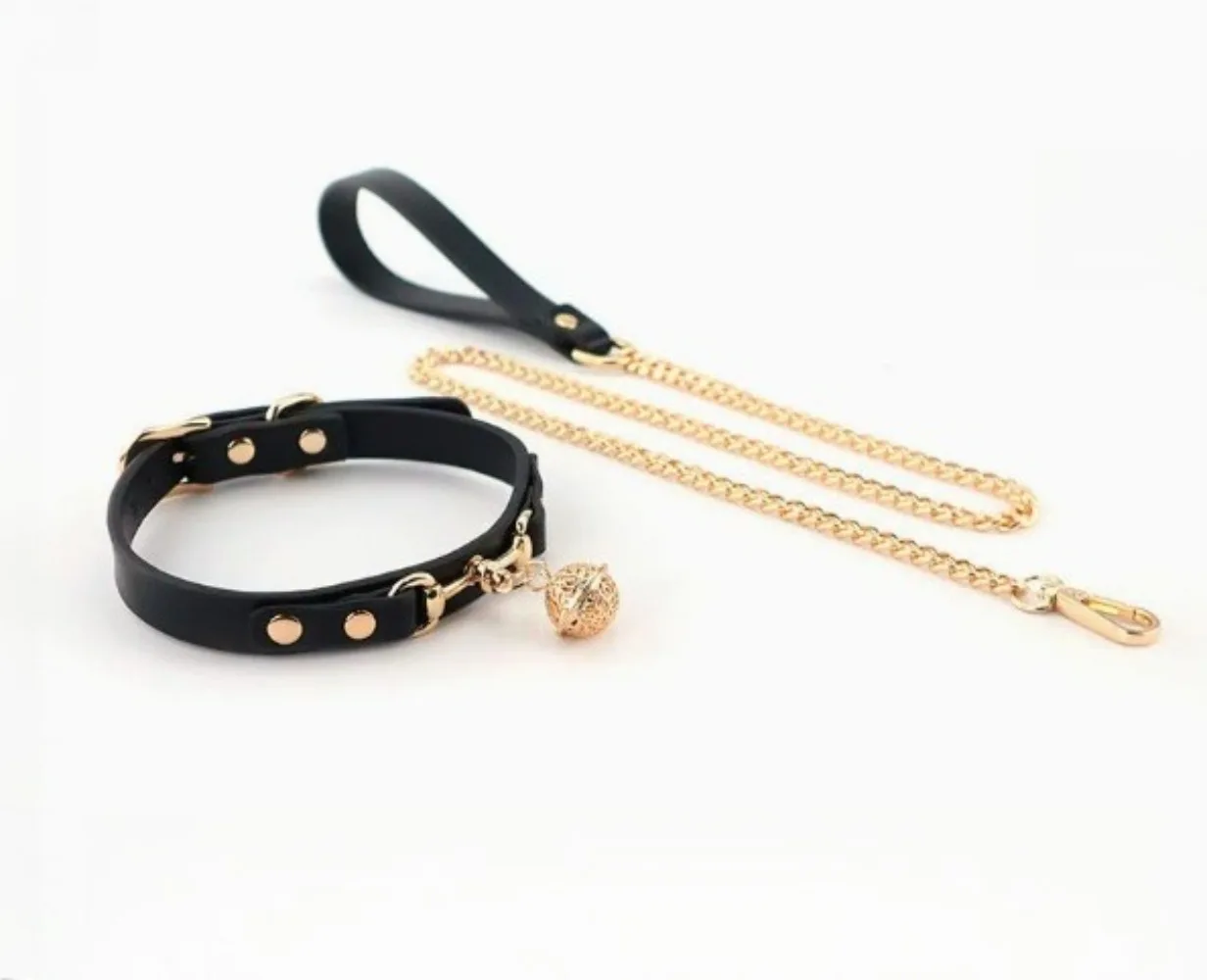 Personalized Genuine Leather Collar with Big Bell Custom Name BDSM Choker for Slave Pet Play Leashable Neckband Gothic Choker