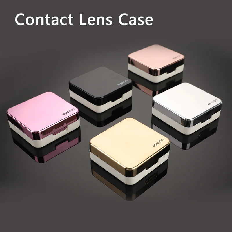 Fashion Contact Lens Case Mirror Soaking Container Business Travel Holder Kit