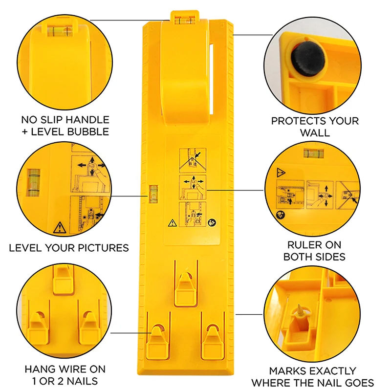 1 Set cornice per foto fai da te righello di livello cornice per foto ganci appendiabiti strumenti facili da appendere alla parete