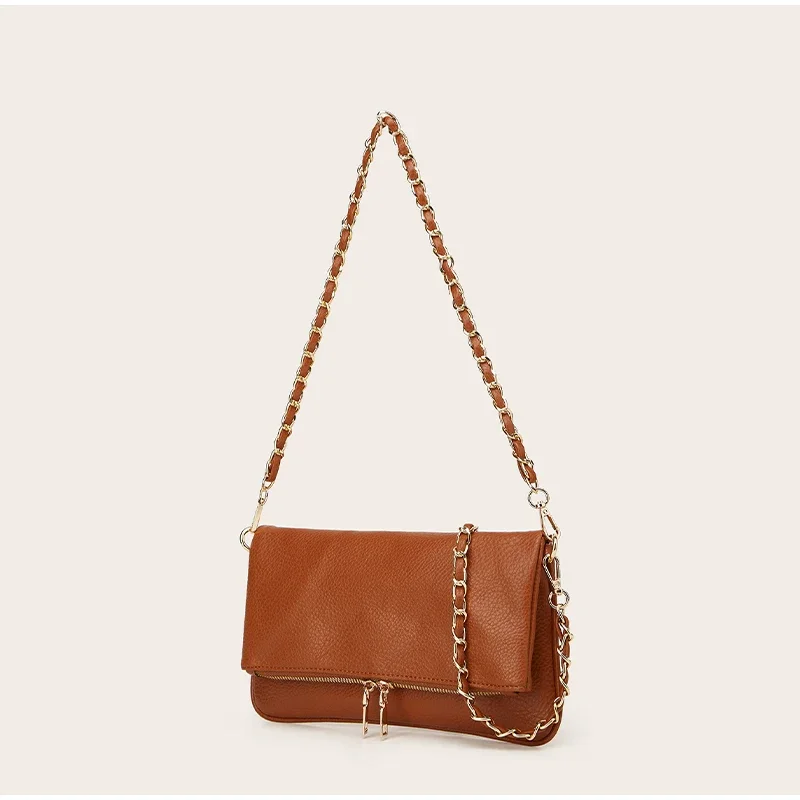 Pebbled Lychee Texure Umhängetasche, kompakte, schicke Umhängetasche mit Unterarmkette, elegante, trendige, kleine, quadratische Damen-Clutchtasche – Detail 18
