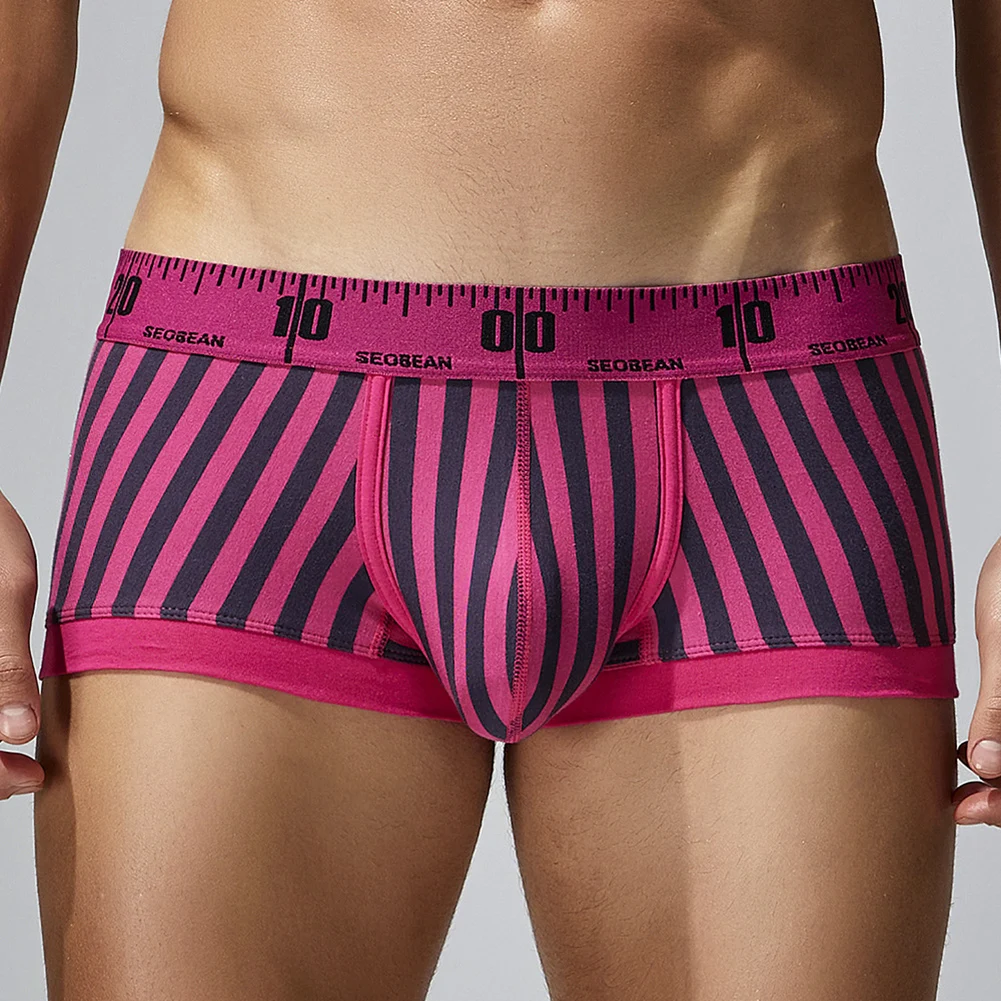 Mens U Convex Pouch Shorts Panties Tight Slim Low Waist Underpants Vertical Striped Briefs Seamless Elastic Underwear