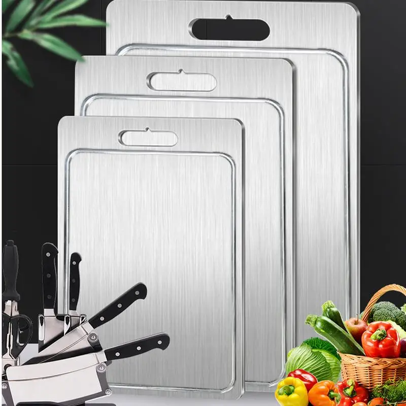 

Stainless Steel Cutting Boards For Kitchen Metal Chopping Board Double Sided Chopping Block Pastry Board Cutting Chopping Boards