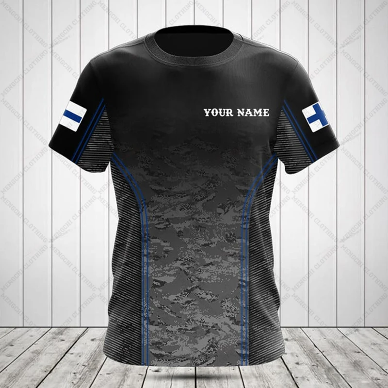 Custom Name Summer Casual Finland Flag Graphic T-shirts Non Fading Men's Fashion Streetwear Loose Cool Jersey O-neck Pullover view 5