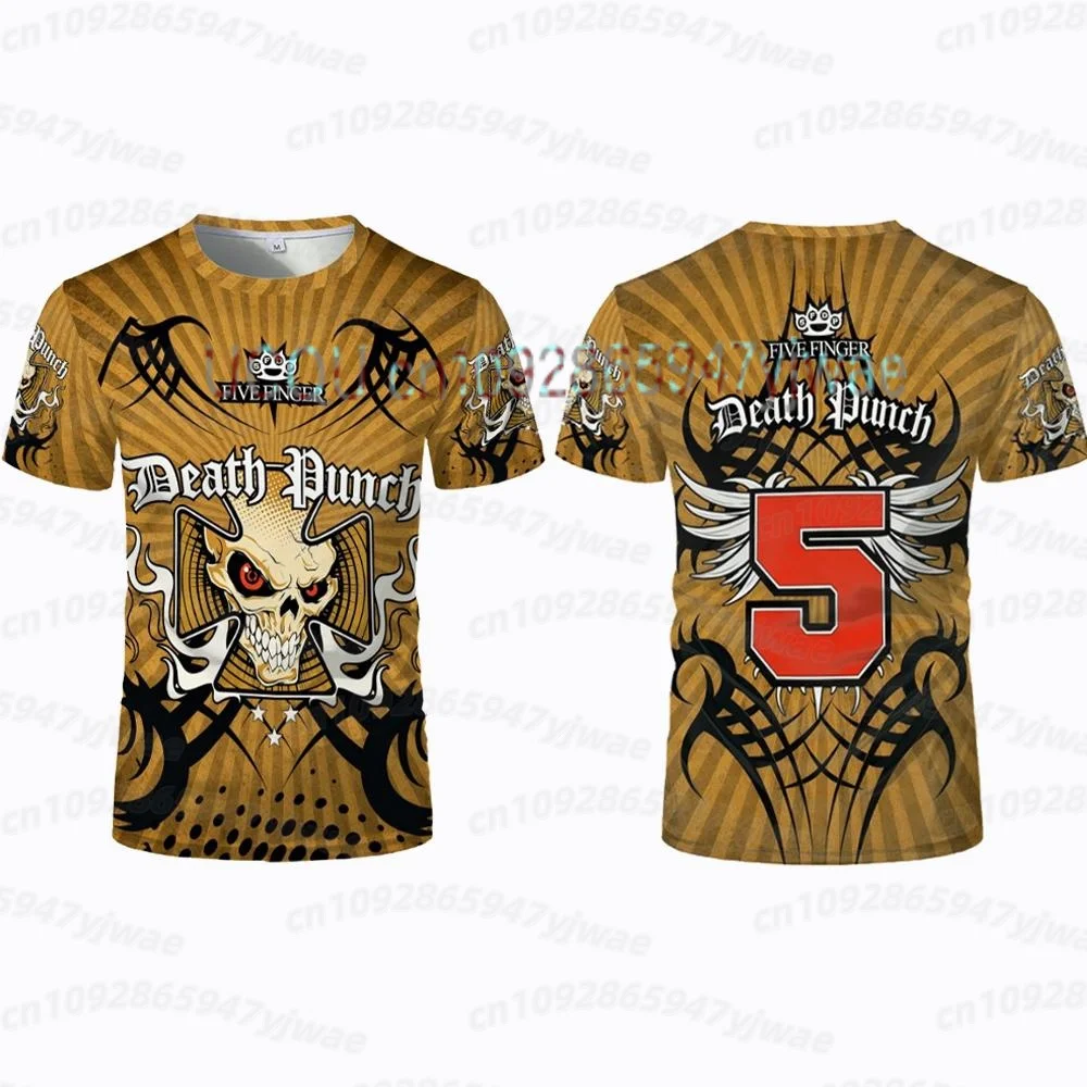 26 Sommer Herren 5FDP Five Finger Death Punch Skull T-Shirt Kurzärmeliges T-Shirt mit Matrosenkragen in großer Größe für Männer und Frauen – Detail 8