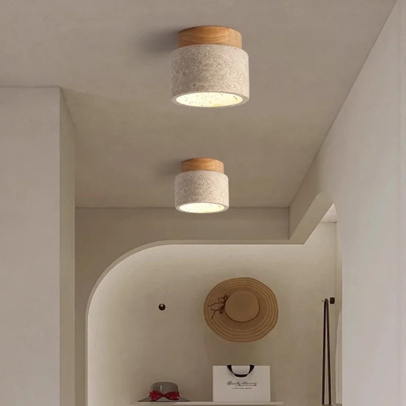 Travertine Stone LED Ceiling Lamp Aisle Corridor Light Fixture For Living Room Dining Room Bedroom Decor Chandelier Ceiling Lamp