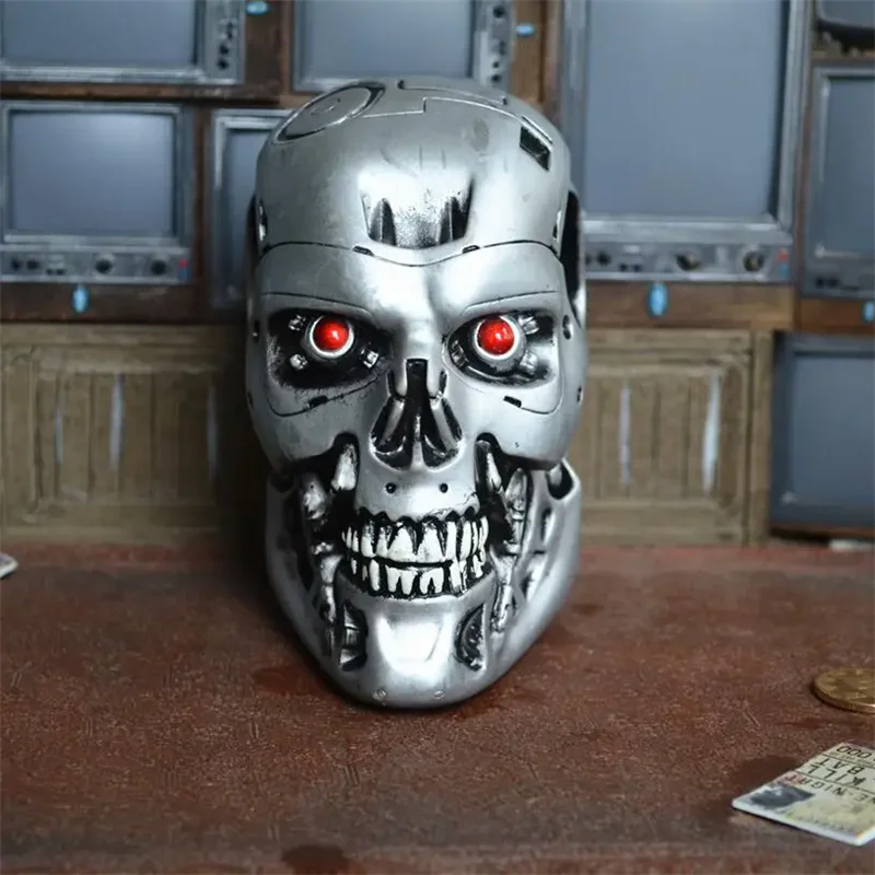 Figura de acción de Terminator 5 T800 de plástico de 14 cm, muñeco 1:2 con cabeza de esqueleto plateada, modelo de PVC de anime de dibujos animados.