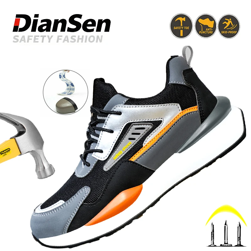 

Мужская защитная обувь, ботинки со стальным носком, неразрушимые рабочие кроссовки, походная промышленная обувь, легкие дышащие кроссовки