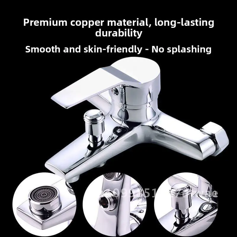 

Full Copper Shower Faucet Bathtub Switch Hot Cold Water Household Bathroom Set Modern Minimalist Design Wall Mounted