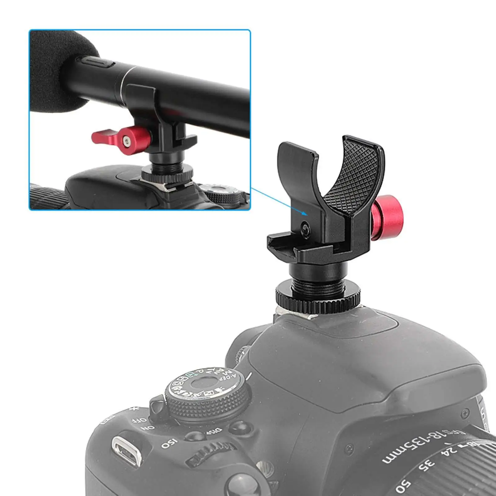 

Hot Shoe Microphone Holder Aluminum Alloy Portable Lightweight Easy Installation Mic Holder Mount Adapter Camera Attachment