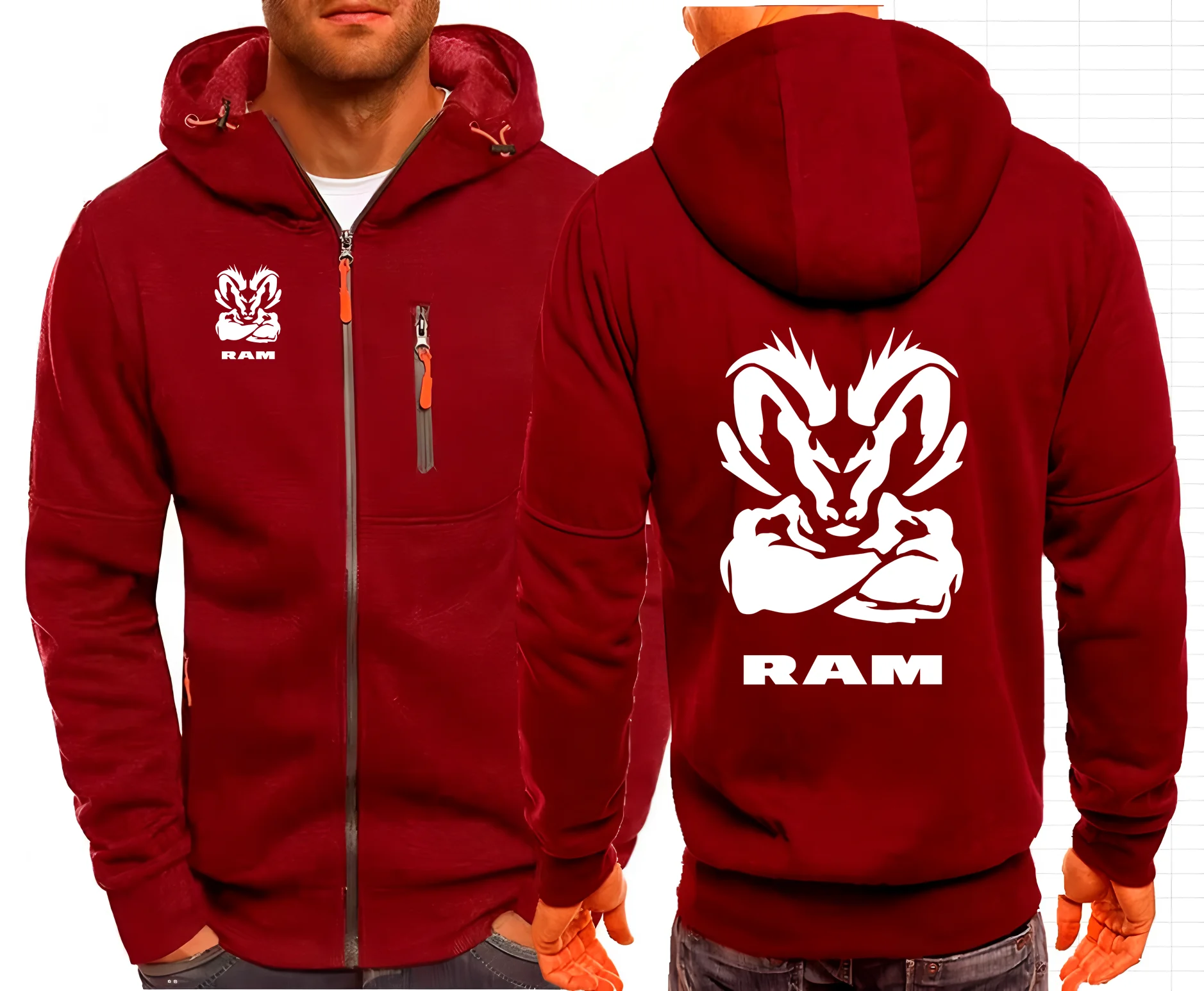 2025 Ram 1500 Turbo DodgeLY Fans de automóviles ropa de calle para hombres sudaderas con capucha con cremallera sudadera con capucha de Color sólido chaqueta con capucha para hombres al aire libre