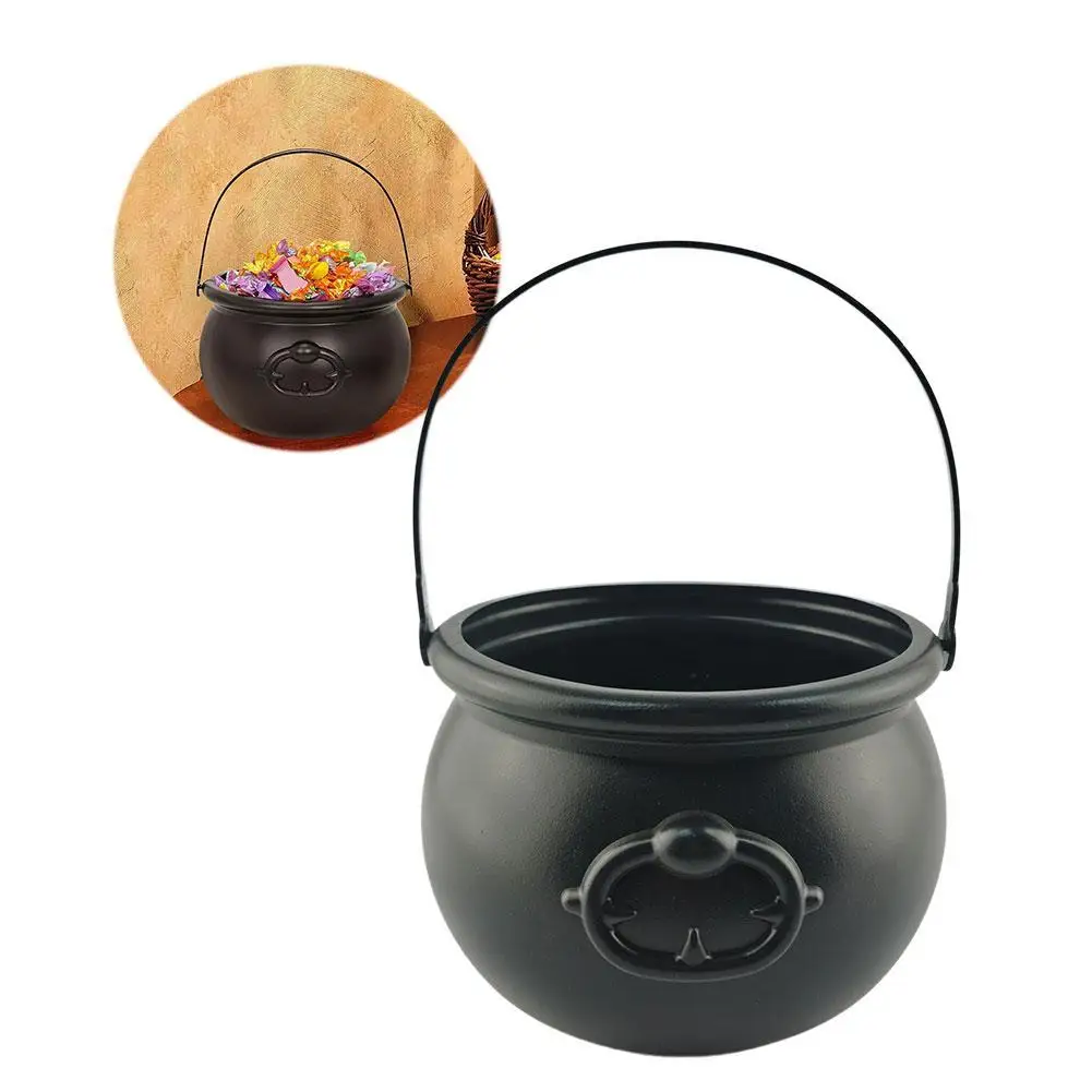 Black Witch Candy Bucket Plastic Imitation Potions Cauldron Halloween Party Decorations for Kids Toy R0C0