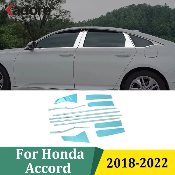 

Для Honda Accord 2018-2022: Накладка на внешнюю боковую дверную оконную рамку, декоративная наклейка, аксессуары для автомобиля