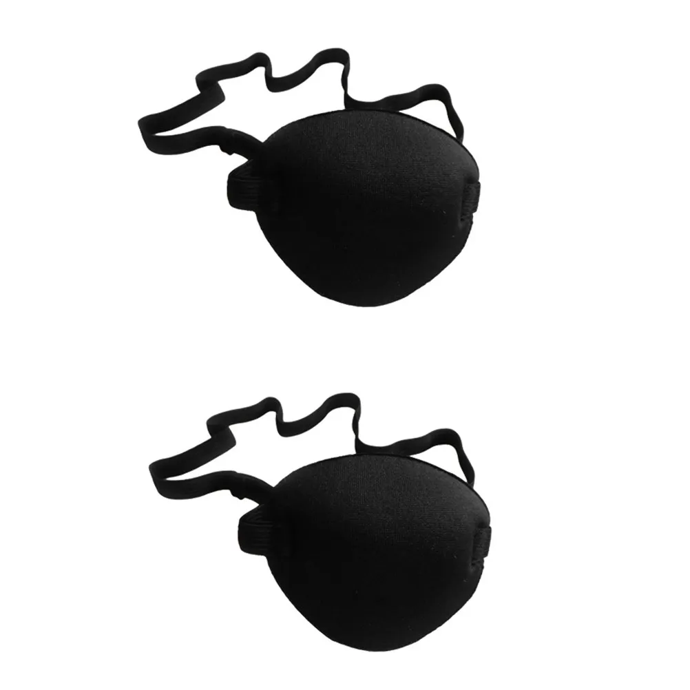 

2Pcs Black Lazy Eye Cover Premium Polyester Breathable Light Occlusion Therapy Patch Adjustable Elastic Band