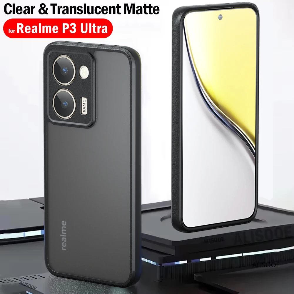 Abdeckung für Realme P3 Ultra Hülle, ultradünn, matt, durchscheinend und klar, vollständiger Schutz, Telefon Funda Capa