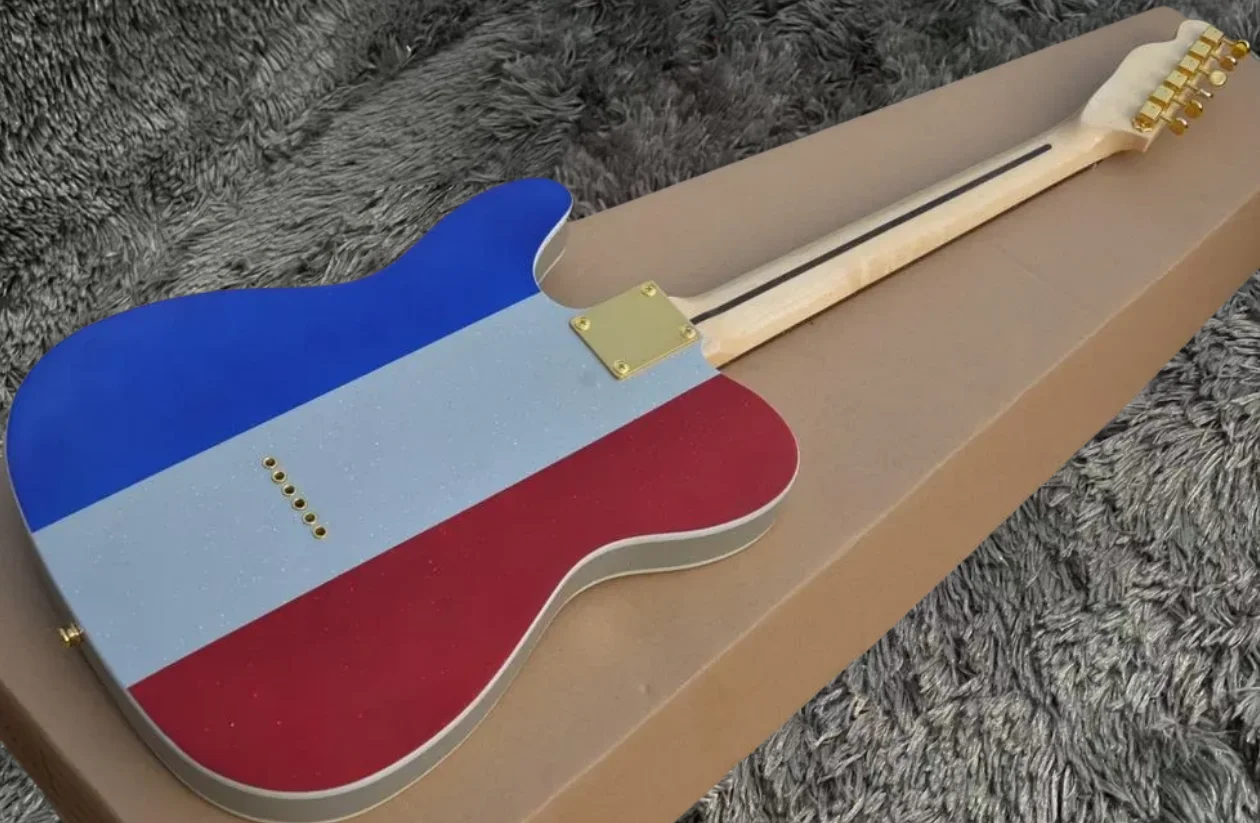 شحن مجاني باك أوين طبعة محدودة 1996 كبير لامع أحمر أبيض أزرق جيتار كهربائي موالفات ذهبية عتيقة ، صورة ذهبية #4