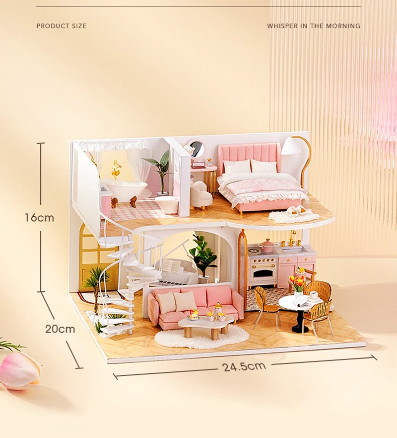 Diy  Dollhouse With Furniture Light Doll House Casa Miniature Items maison Children Girl  Boy For Toys Birthday Gifts L033