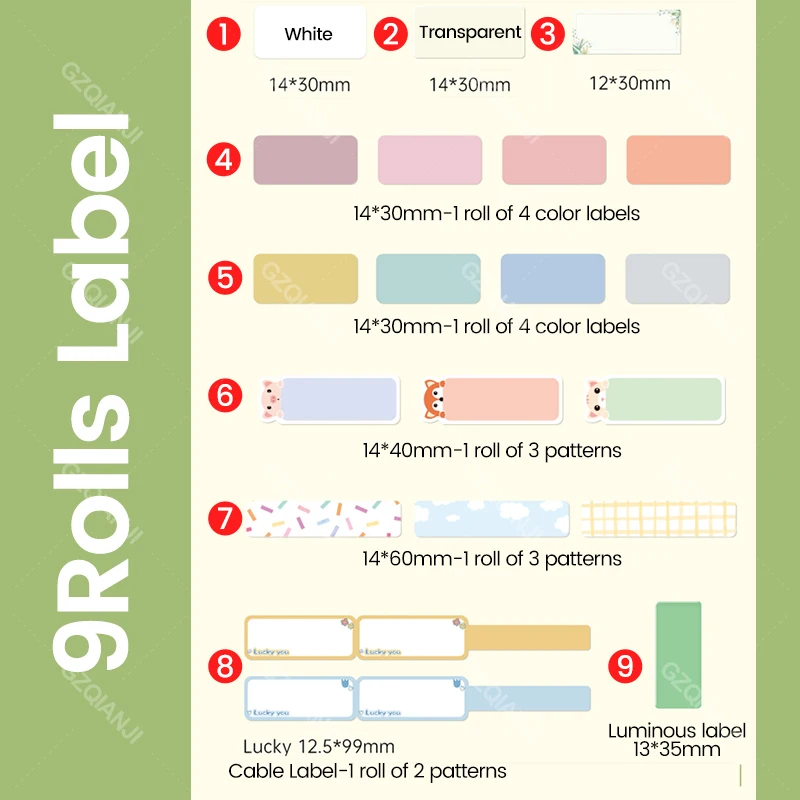 【6/9Rolls Gift Box】NIIMBOT D11 D110 D101 Label Maker Name Sticker Waterproof Classified Storage Cute Color Paper Rolls Official