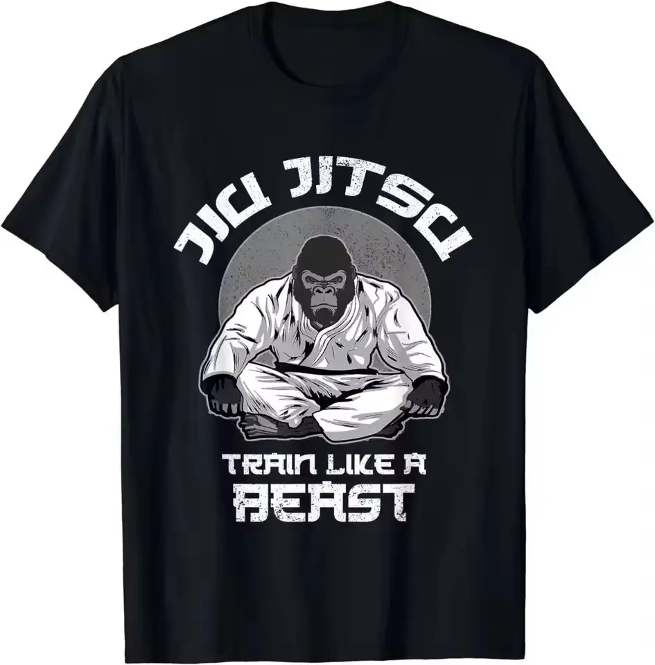 Train Like A Beast Jiu Jitsu, BJJ Grappling MMA Gorilla T-Shirt Graphic T Shirts Men Clothing Tops Camisetas