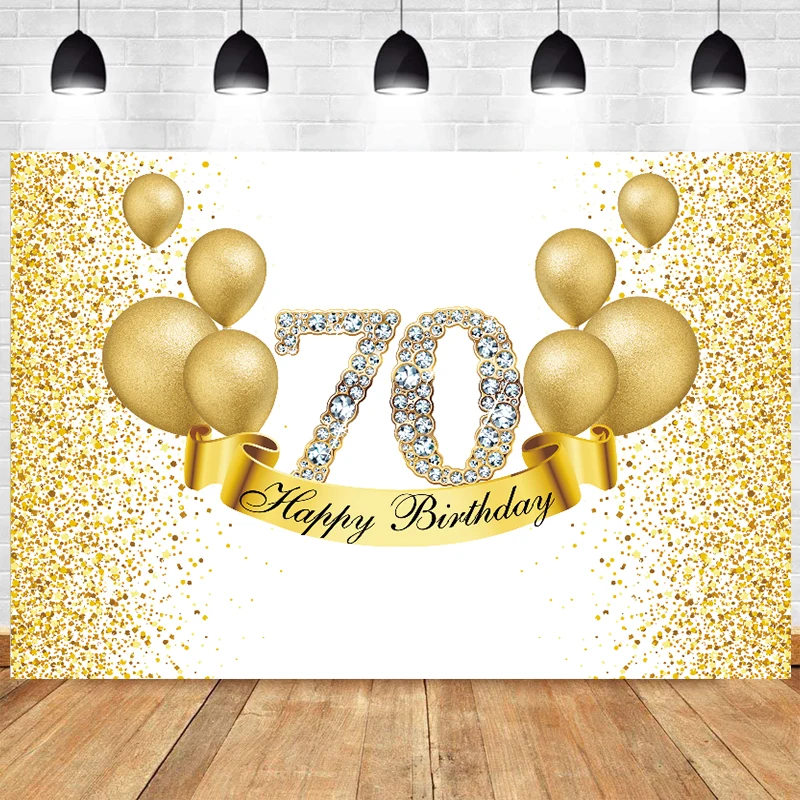 Vàng Đen 70th Lưng Nữ Nam Bữa Tiệc Sinh Nhật Vui Vẻ Bảy Mươi Lấp Lánh Nền Chụp Ảnh Ảnh Backdrop Trang Trí Sinh Nhật Biểu Ngữ