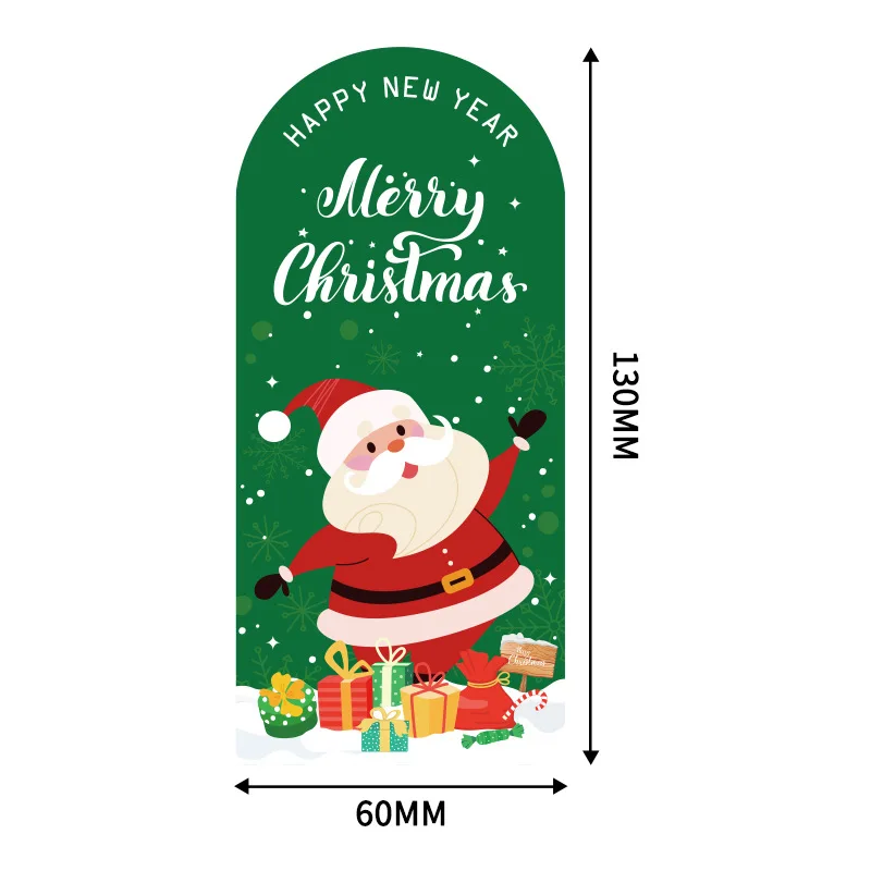 50pcs/pack Cute Merry Christmas Stickers 6*13cm Red Christmas Gift Decorative Sealing Stickers Packaging Box Label Christmas Tag