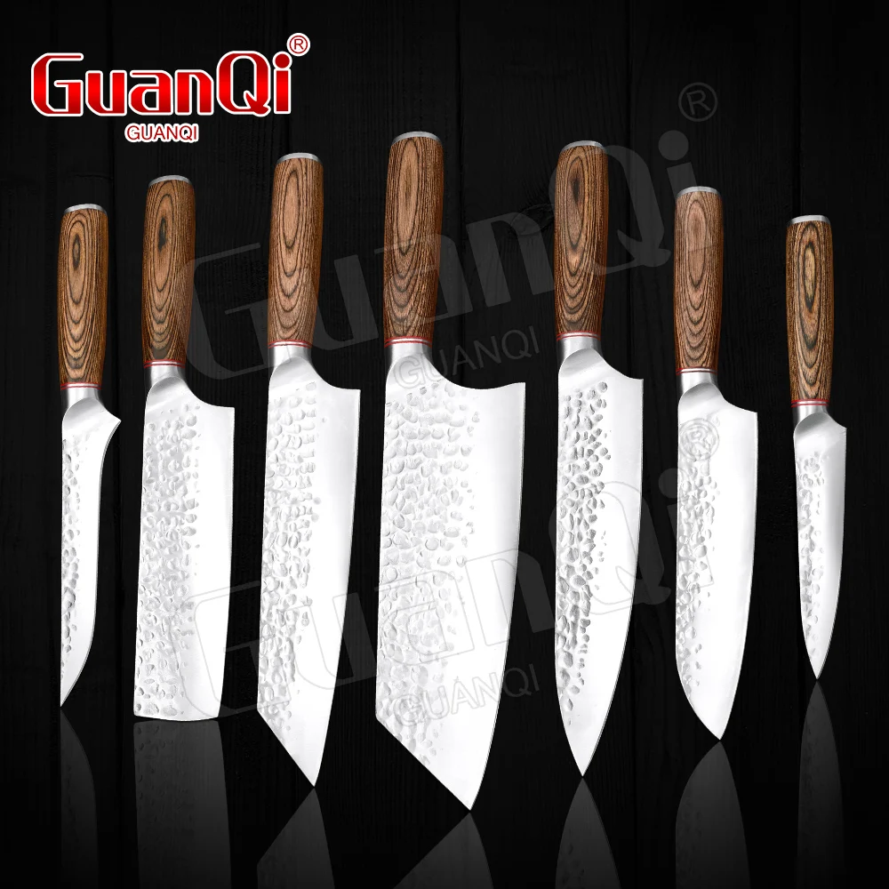 1-7PCS Kitchen Knives Set Meat Cleaver Chef Knives Stainless Steel Santoku Fruit Vegetable Paring Utility Slicing Knives