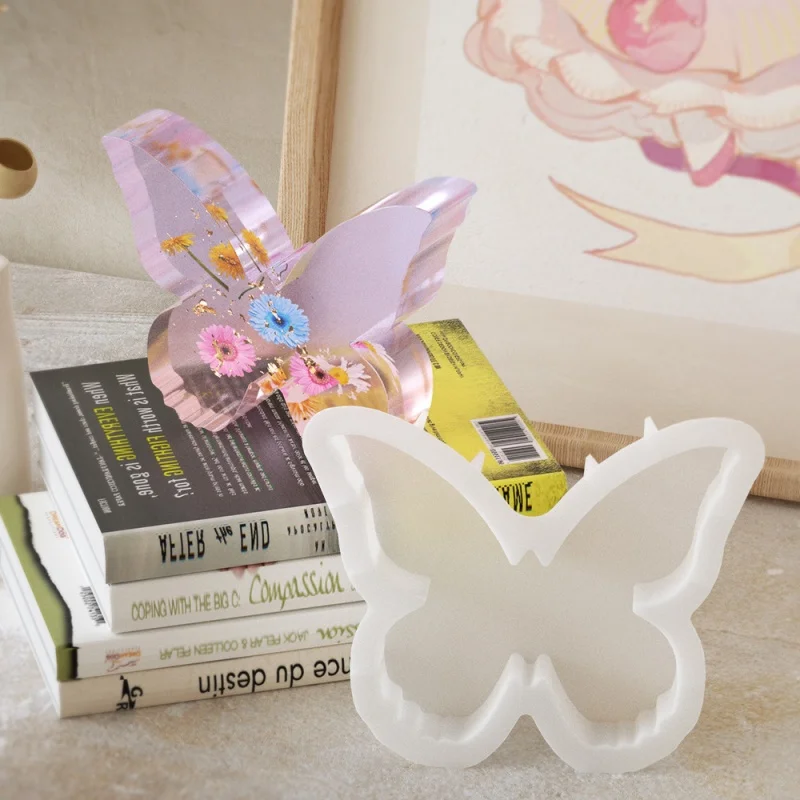 DIY Bookend Crystal Epoxy Resin Mold Butterfly Bookshelf Bracket Support Mirror Silicone Molds Handmade Book Stand Resin Mould