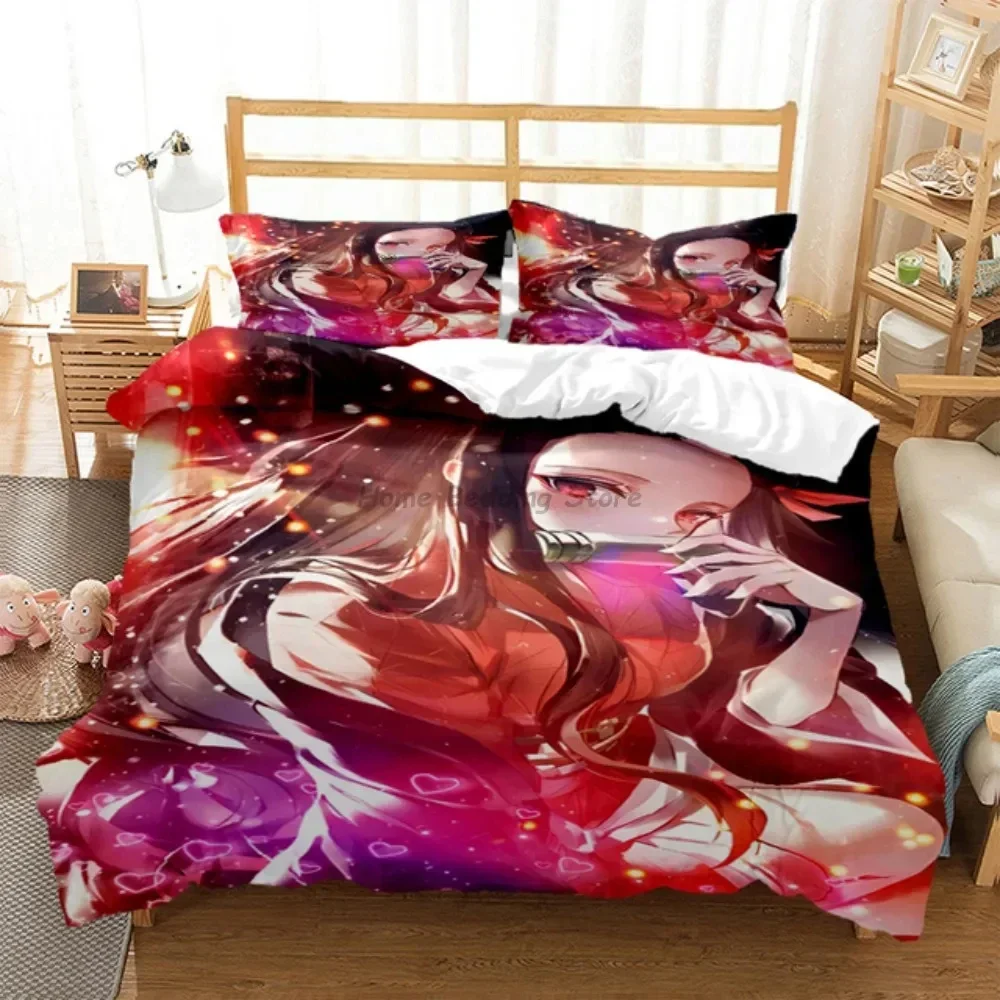 

Hot Anime Demon Slayer Bedding Set Japanese Cartoon Bed Linen 200x220 Teens Girls Twin Single Queen King Full Duvet Cover Sets