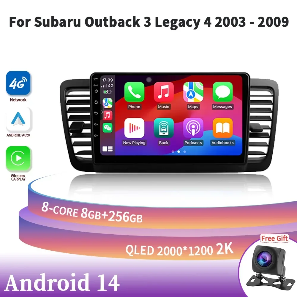 

Android 14 Car Radio Multimedia Navigation For Subaru Outback 3 Legacy 4 2003-2009 Wireless Carplay Stereo Screen 2DIN GPS 4G