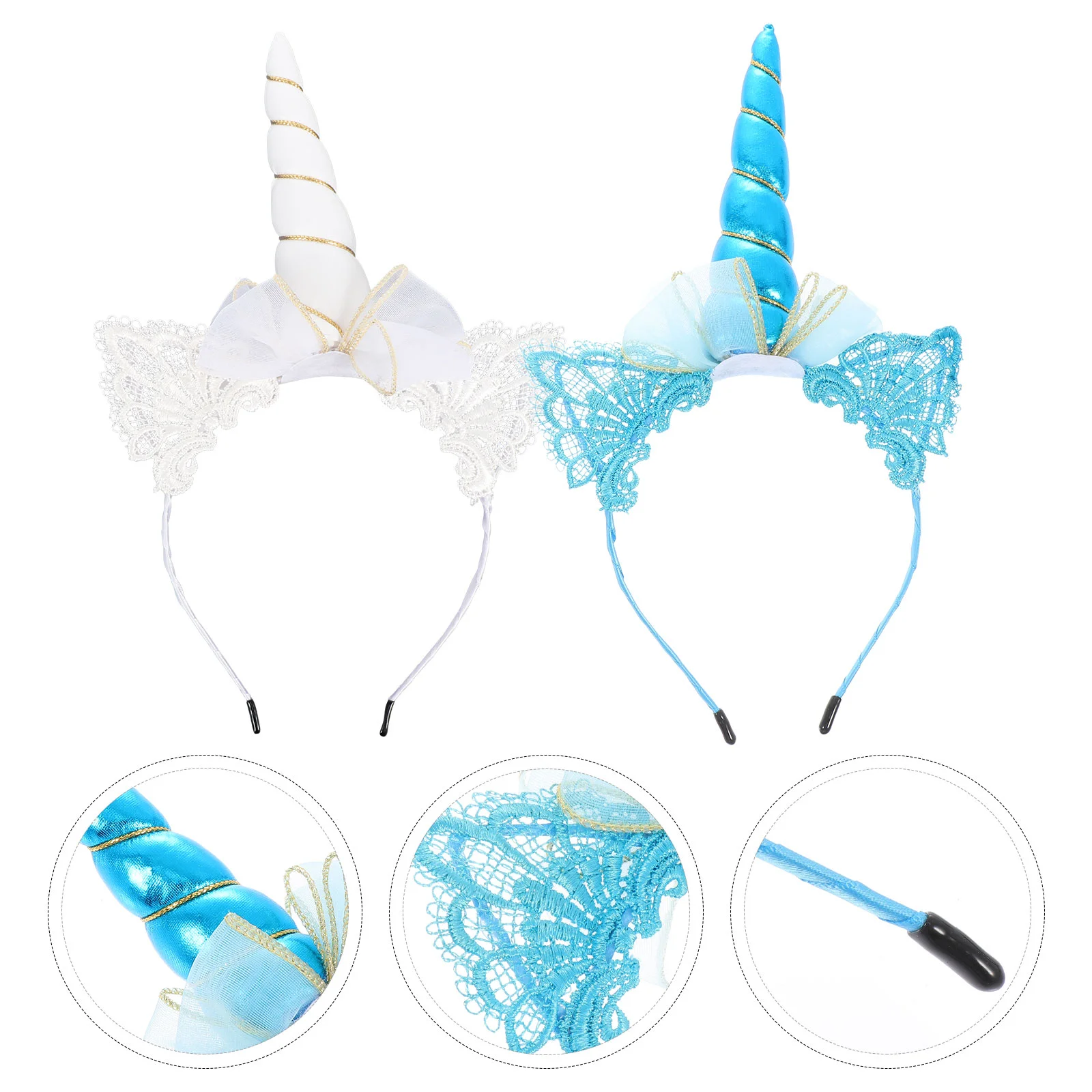 2 Pcs Unicorn Headband Party Hair Decoration Adorable Kids Hairband Decors Accessories Hoop Headwear Prop Cloth