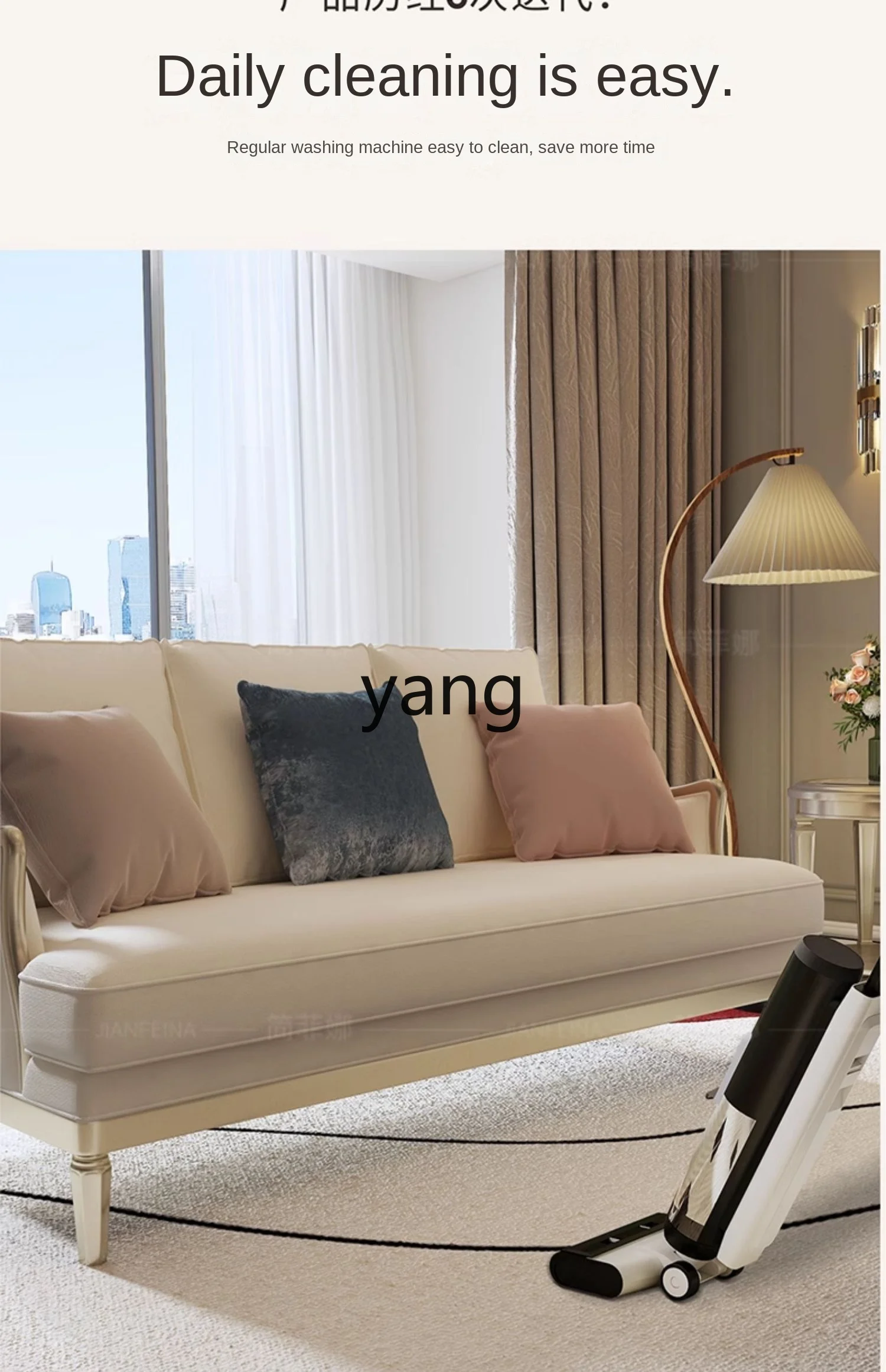 XYY1 Cream Wind Claire Living Room Sofa Villa Large Flat Layer Straight Row Combination Fabric Sofa