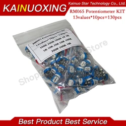 130PCS RM-065 Trimming Potentiometer 200R 500R 1K 2K 5K 10K 100K RM065 Variable Resistors Component Diy Kit 100R Ohm~1M Ohm