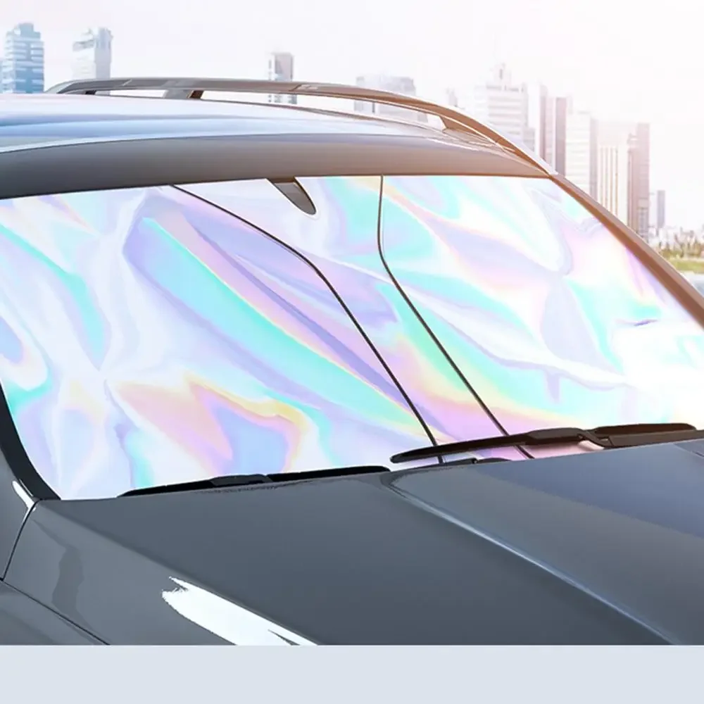 ที่บังแดดหน้ารถยนต์แผ่นบังแดดกันแสงอาทิตย์เย็นสะท้อนแสงแดดม่านบังลมหน้ารถกันแสงยูวี & ความร้อนสะท้อน