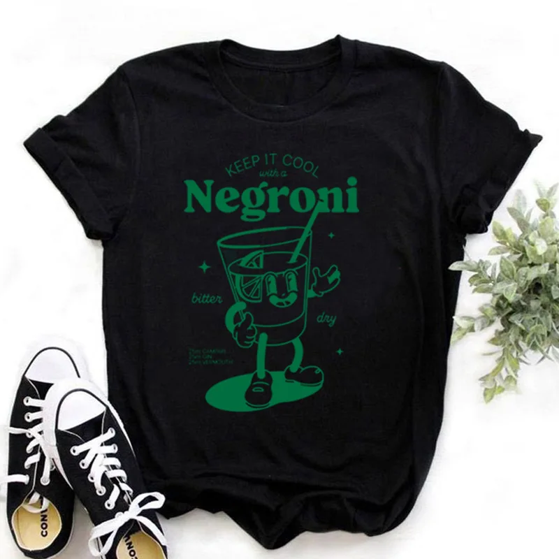 Negroni Retro Green T-Shirt Retro Cartoon T-Shirt  Negroni Lover Gift  Cocktail Retro Drink Unique for Party or Festival  Unisex