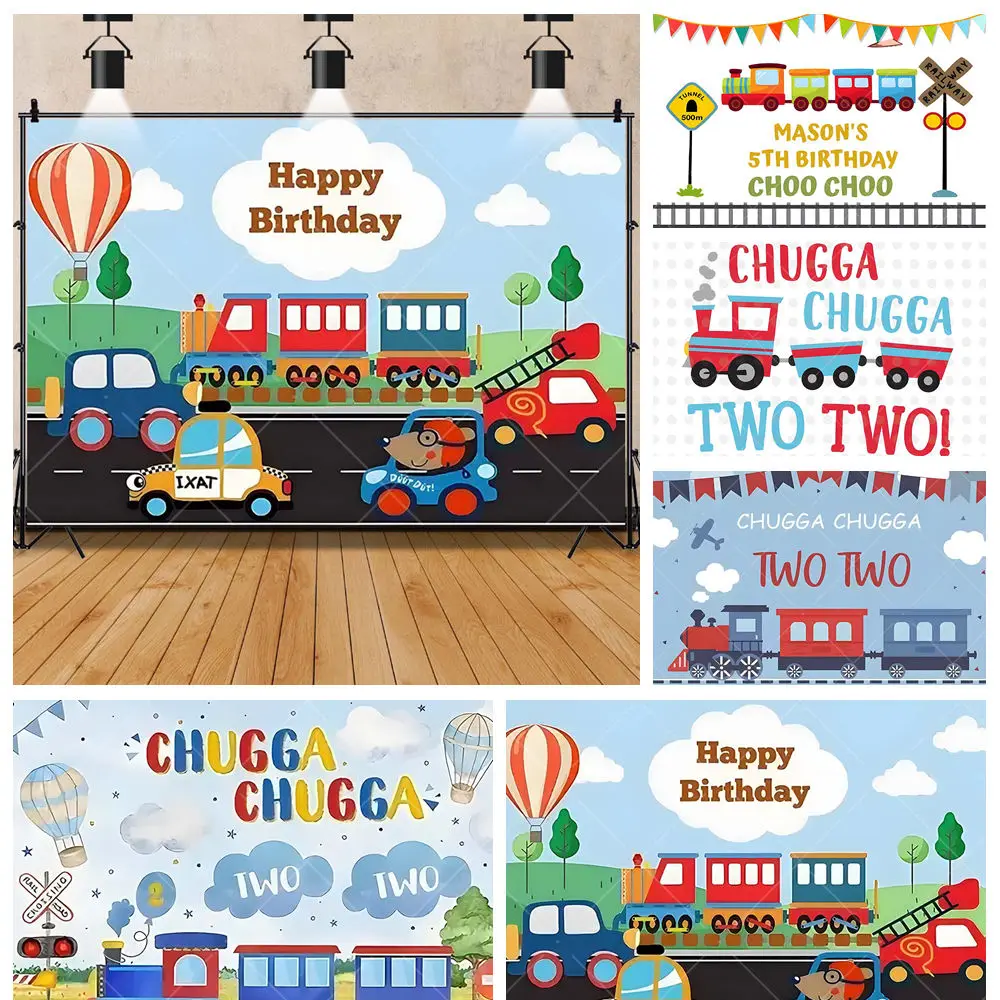 

Cartoon Colorful Small Train Car Airplane Kids Boys Birthday Party Backdrop Custom Babys Room Decor Props Photography Background