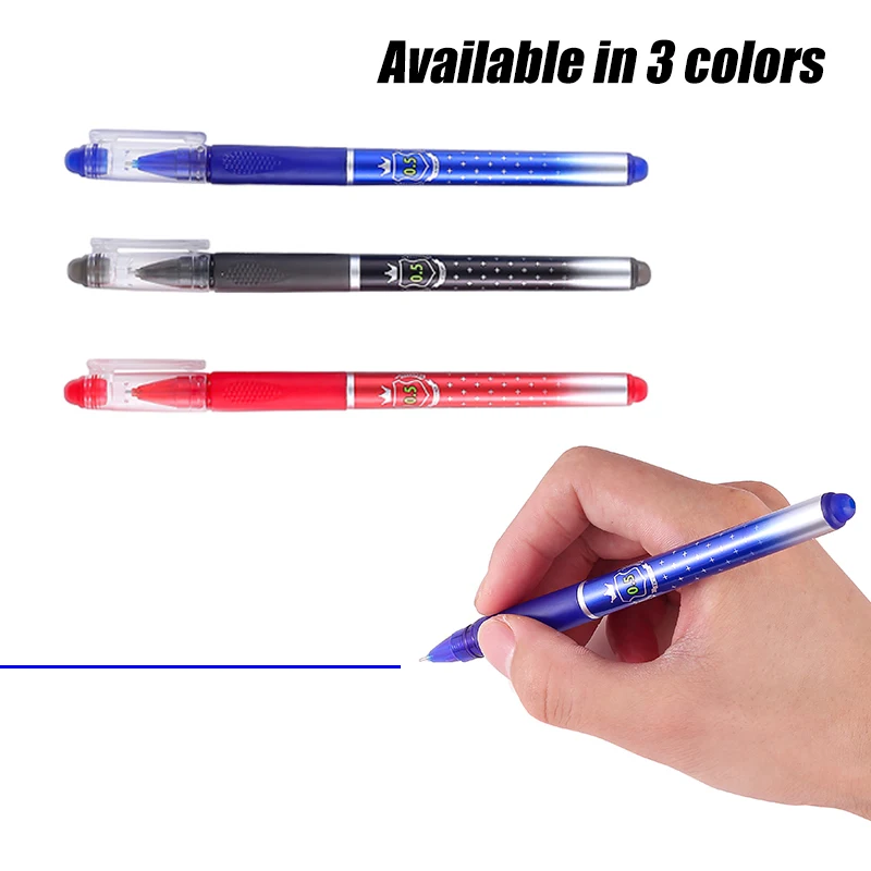 Creative Double Headed Erasable Gel Pens Set with Eraser Refills 0.5mm Black Blue Red Magic Ink School Office Writing Stationery