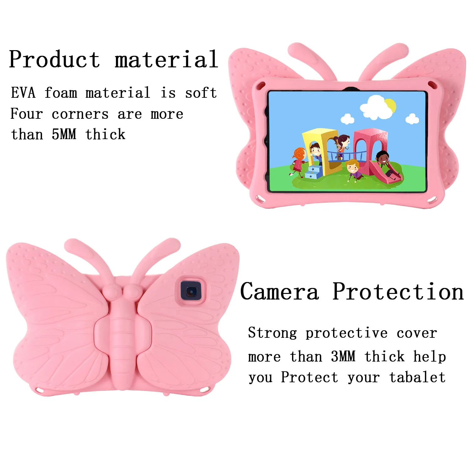 EVA Kids Case for Lenovo Xiaoxin Pad 10.6 2022 Tab M10 Plus 3rd Gen TB-125FU 128XU Cute Cartoon Cover Folding Wings 3D Butterfly