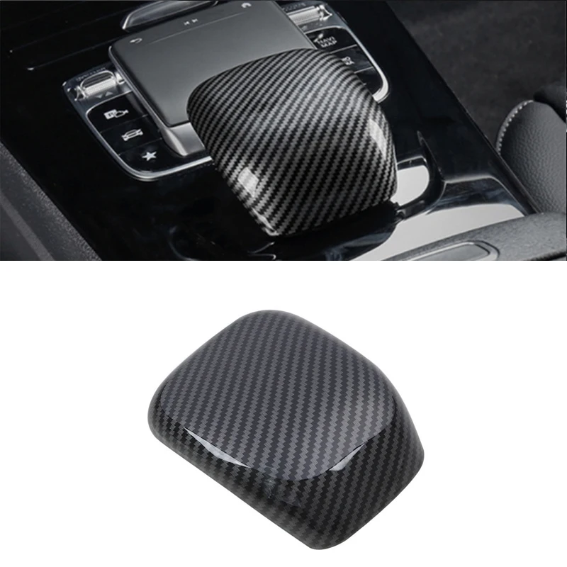 ABS Carbon Fiber Pattern Car Gear Head Shift Knob Cover Trim Sticker for Mercedes-Benz A Class W177 CLA C118 2019-2022