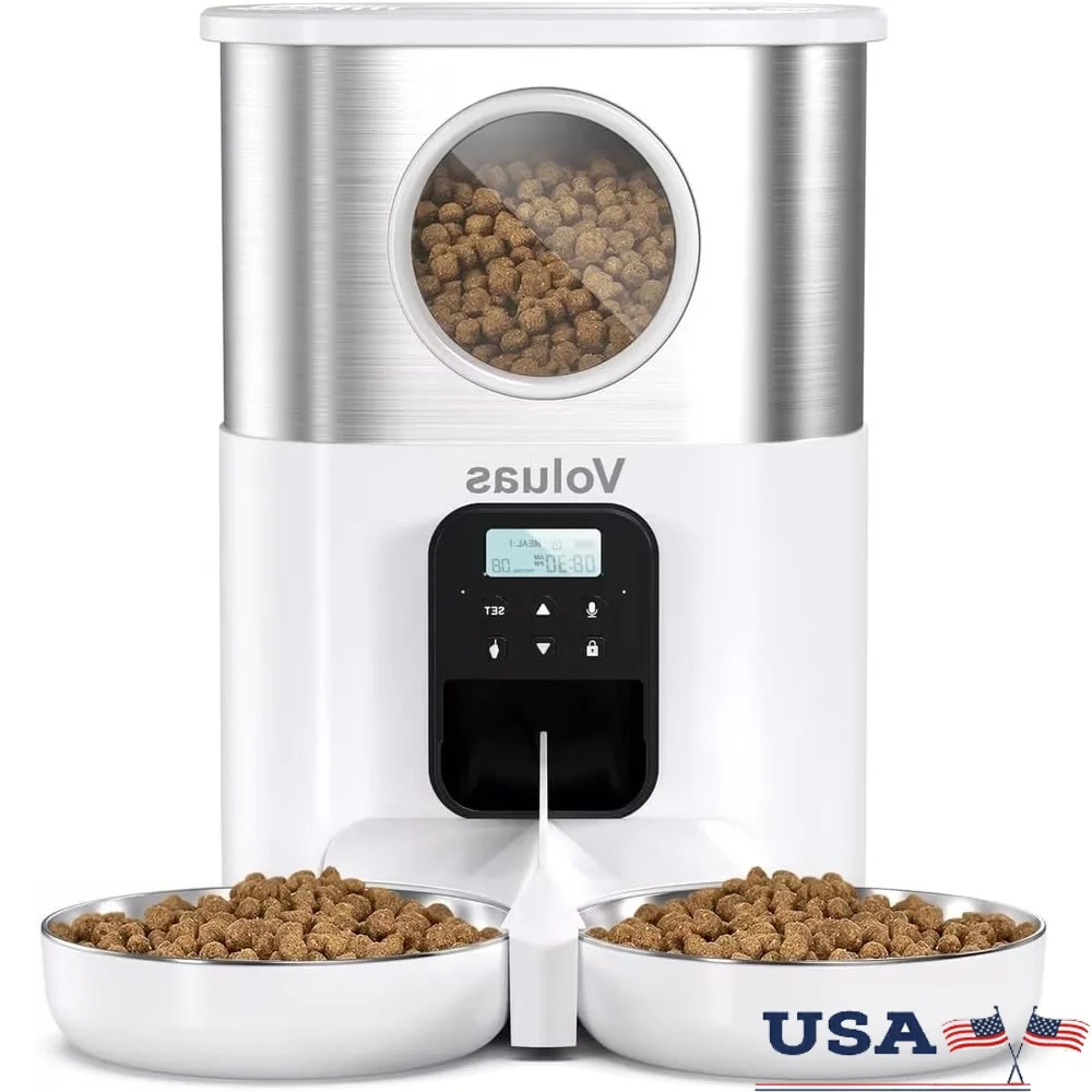 

Automatic Pet Feeders Cats and Dogs Dual Bowl Timed Food Dispenser Intelligent Pet Feeding System Safe Healthy Feeding