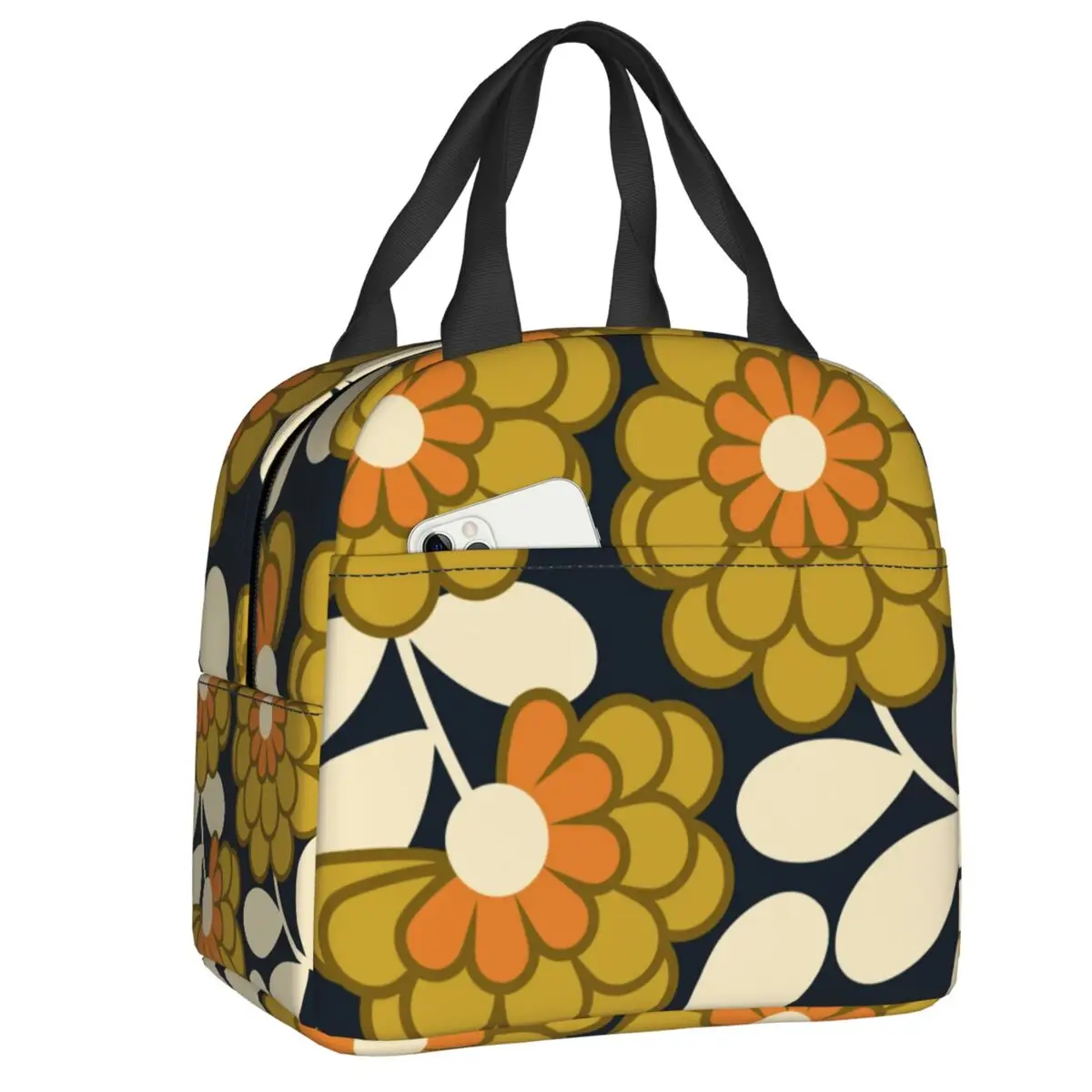 Custom Orla Kiely Flower Scandinavian Geometric Style Lunch Bag Women Warm Cooler Insulated Lunch Boxes for Children School