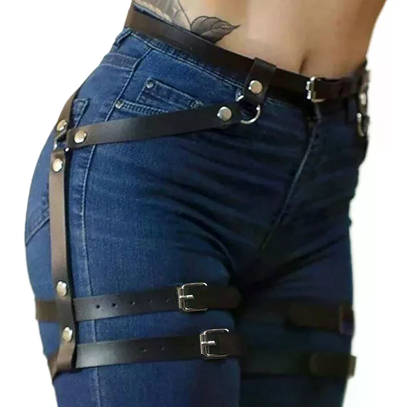 

1 шт., женский декоративный пояс в готическом стиле, сексуальный двухслойный пояс для ног, пояс для сцены, аксессуары для ролевых игр
