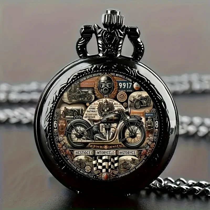 Multiple classic motorcycle pocket watches with exquisite designs, birthday gifts, fashionable accessories, and trends