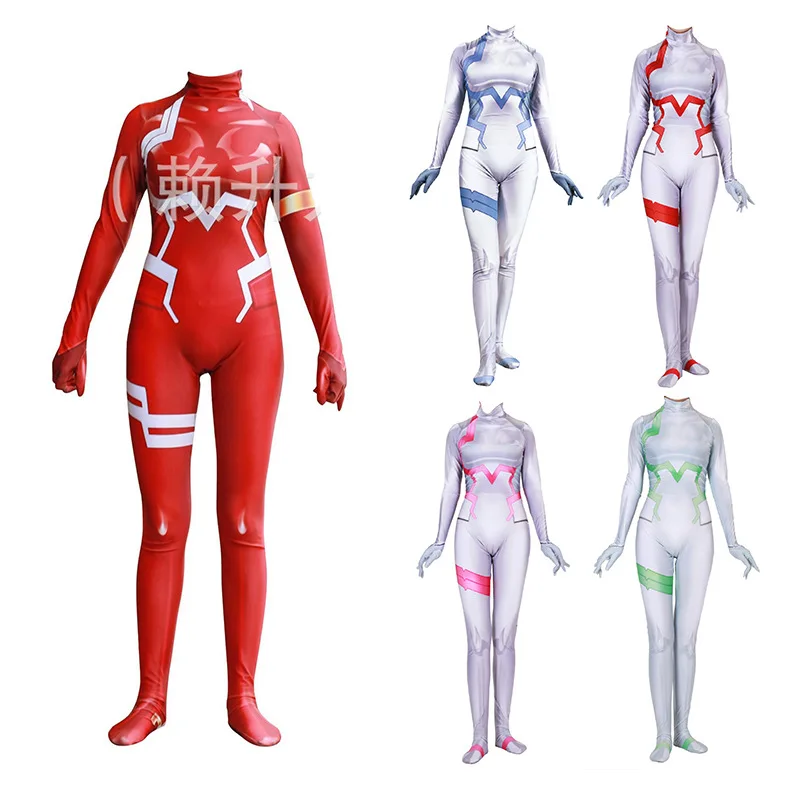 Querida na fantasia Cosplay Franxx, Macacão apertado, Roupa de festa de Halloween, 1 Pc, 02