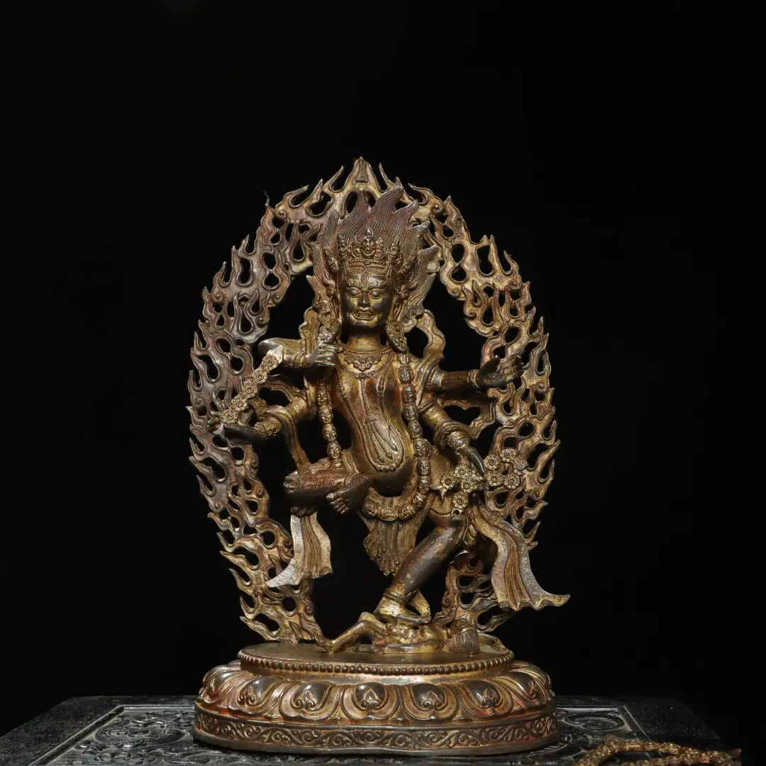 Nepal Shakya Handmade Pure Copper Antique Gold Kurukulla Tibetan Statue Home Altar Decor