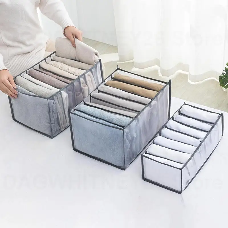 Dividers Drawer Wardrobe Home Clothes Jeans Storage Boxes Mesh Net Bag Organizer Foldable Underwear Baby Cloth Sock Pants u26