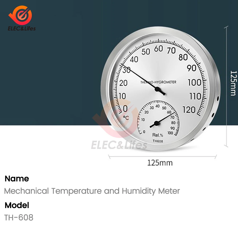 Stainless steel thermometer hygrometer Indoor thermometer High precision fermentation baking hygrometer Mechanical For Home